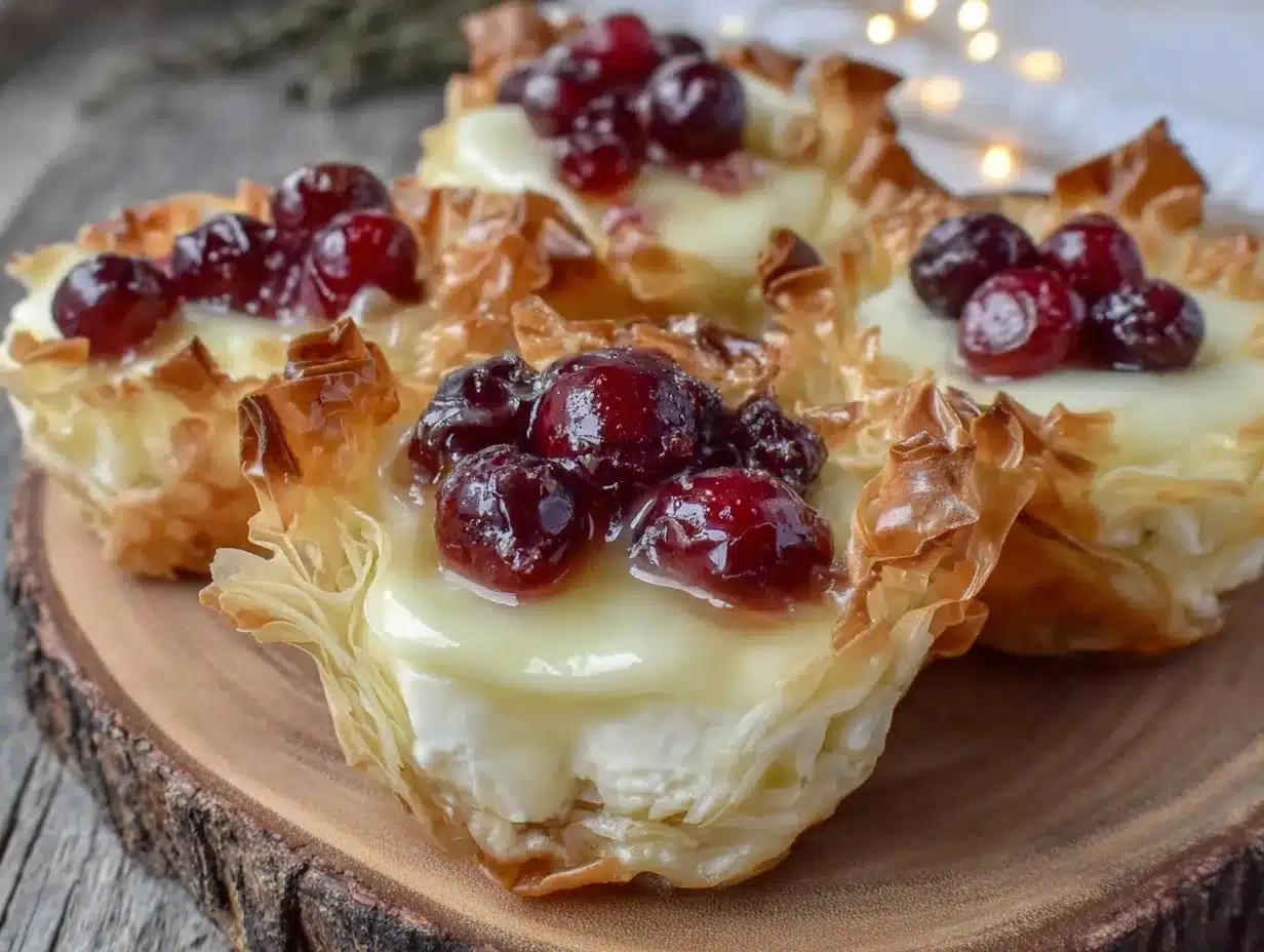 brie and cranberry phyllo cups preparation steps