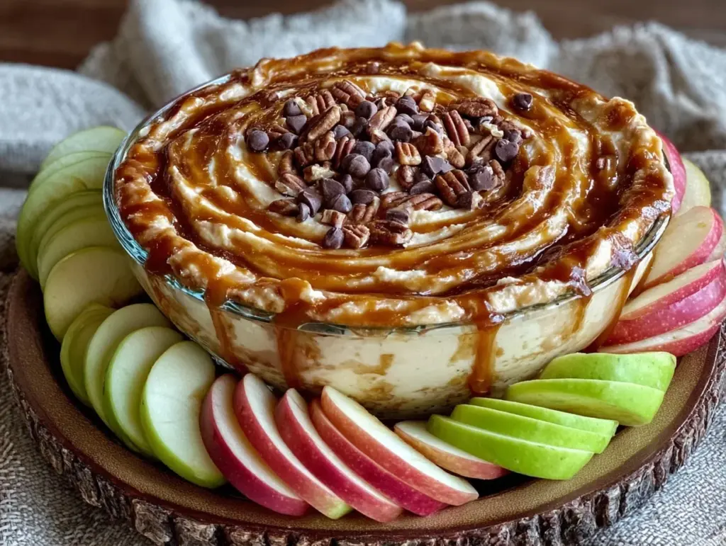 caramel apple cheesecake dip - featured image