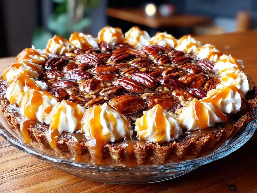 caramel turtle brownie pie - featured image
