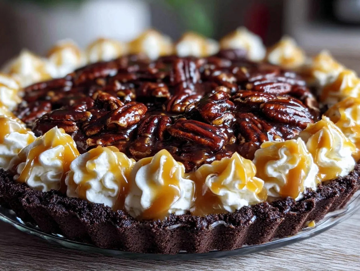 caramel turtle brownie pie preparation steps