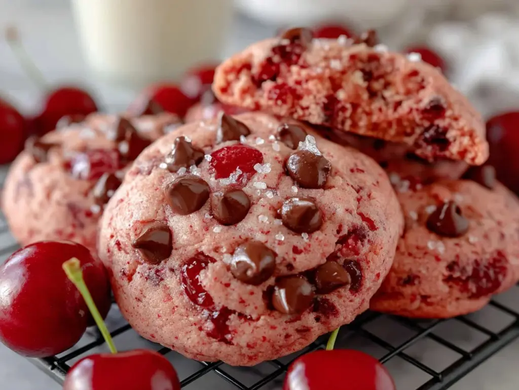 cherry chocolate chip cookies - featured image