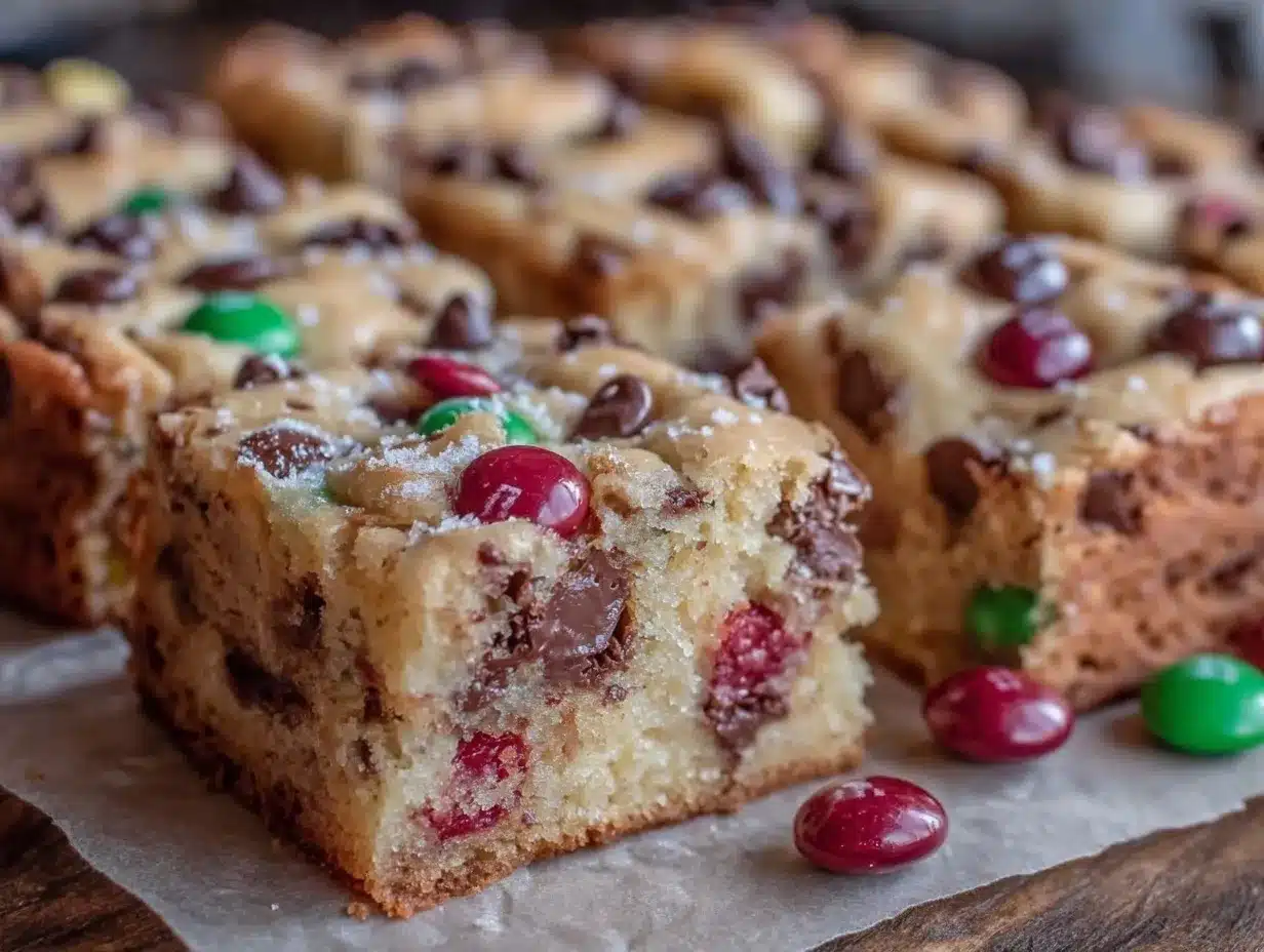 Christmas M&M Cookie Bars preparation steps