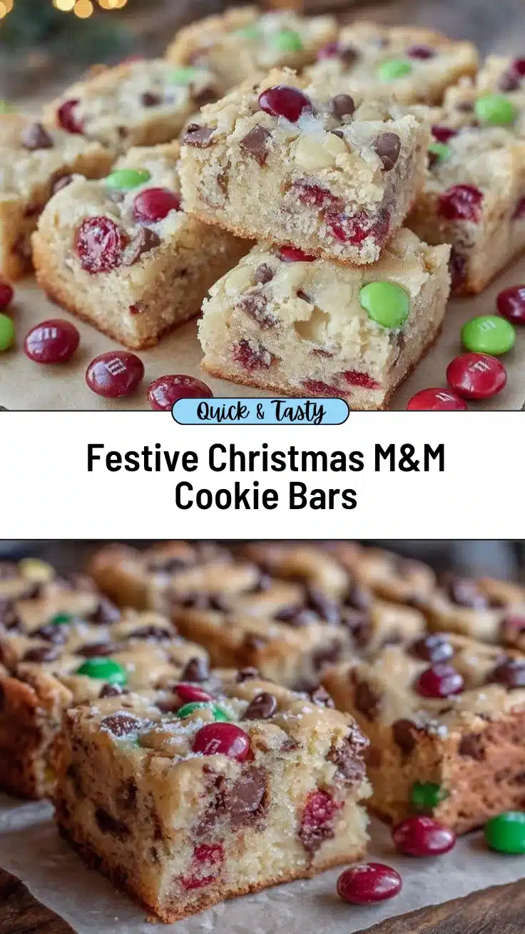 Christmas M&M Cookie Bars recipe