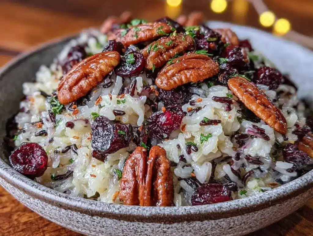 cranberry pecan wild rice pilaf - featured image