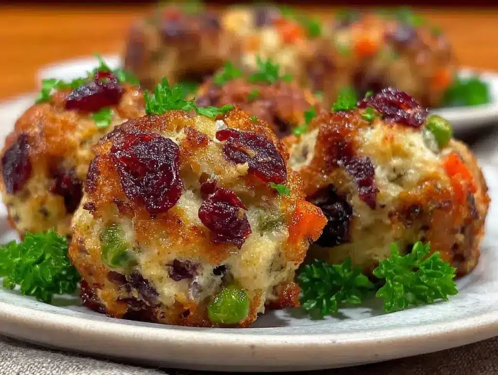 cranberry turkey stuffing balls - featured image