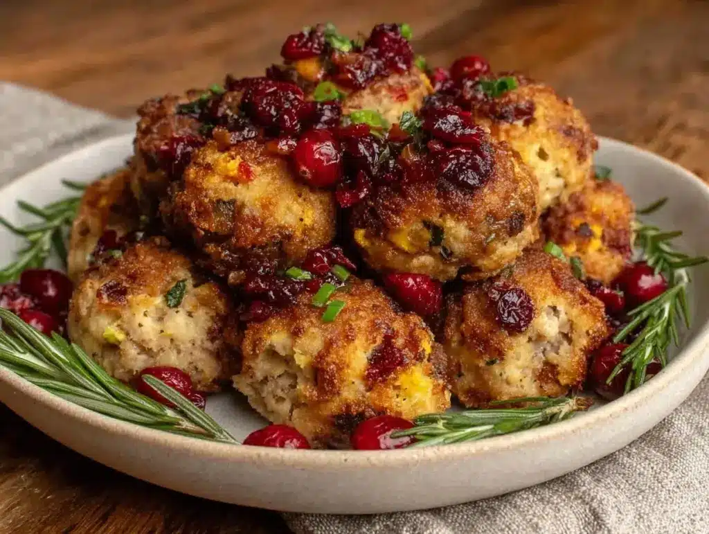cranberry turkey stuffing balls - featured image