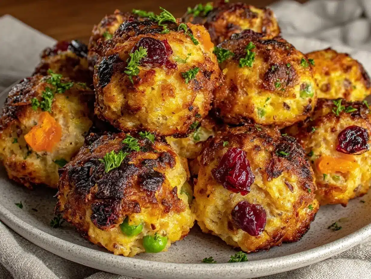 cranberry turkey stuffing balls preparation steps