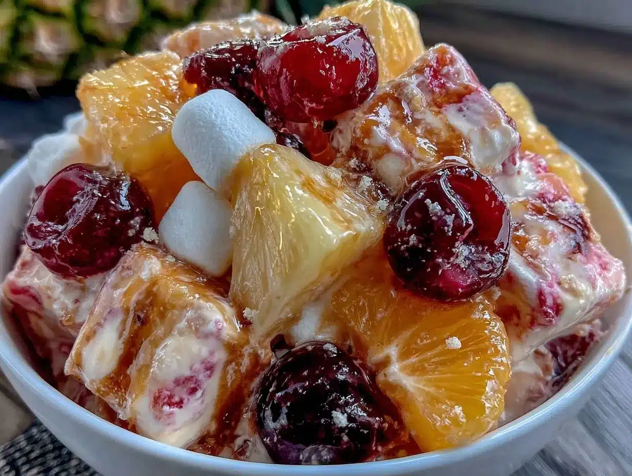creamy fruit salad with marshmallows preparation steps