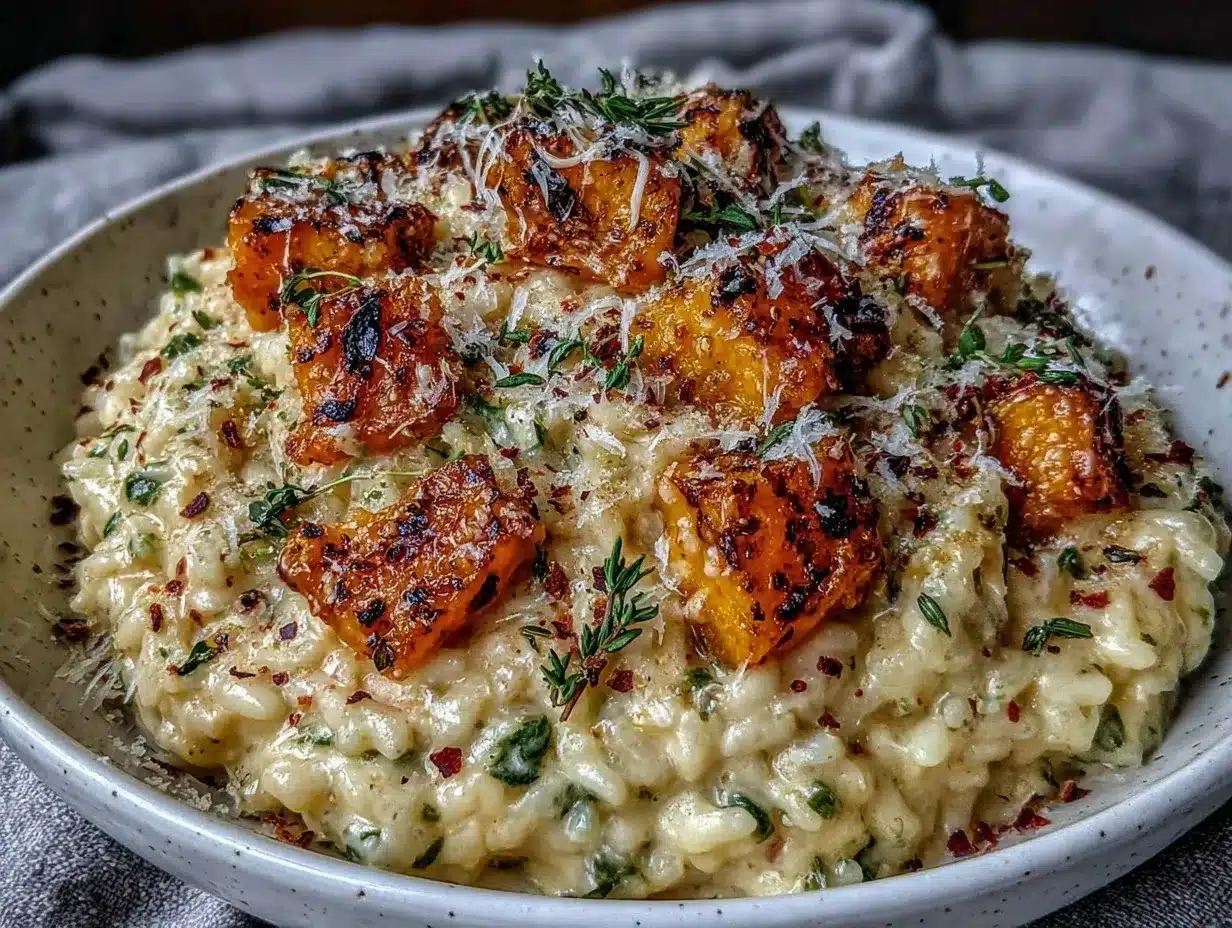 creamy parmesan risotto with butternut squash preparation steps