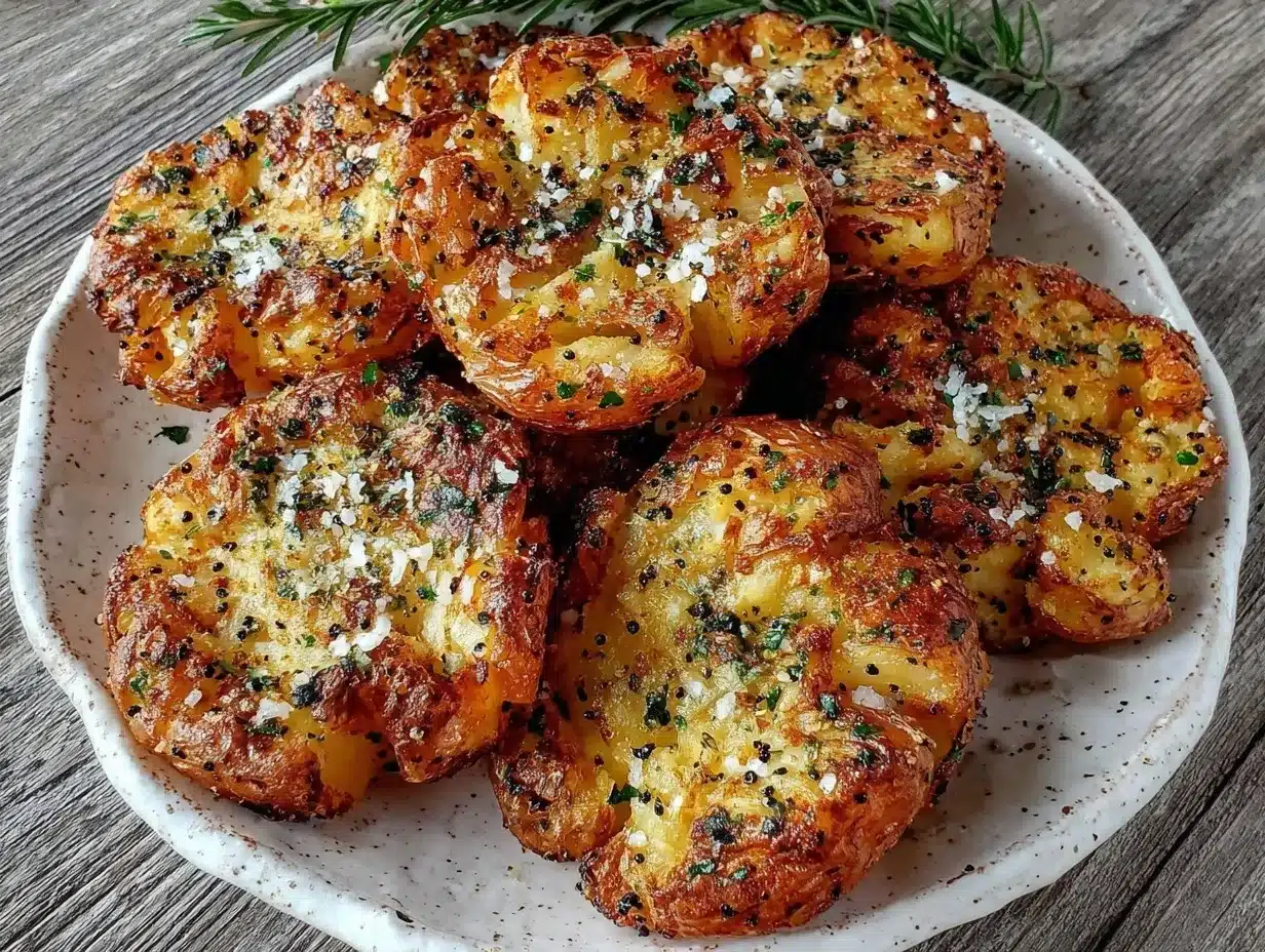crispy garlic herb smashed potatoes preparation steps