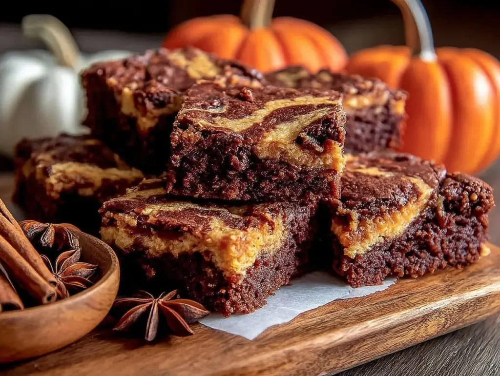 fudgy pumpkin swirl brownies - featured image