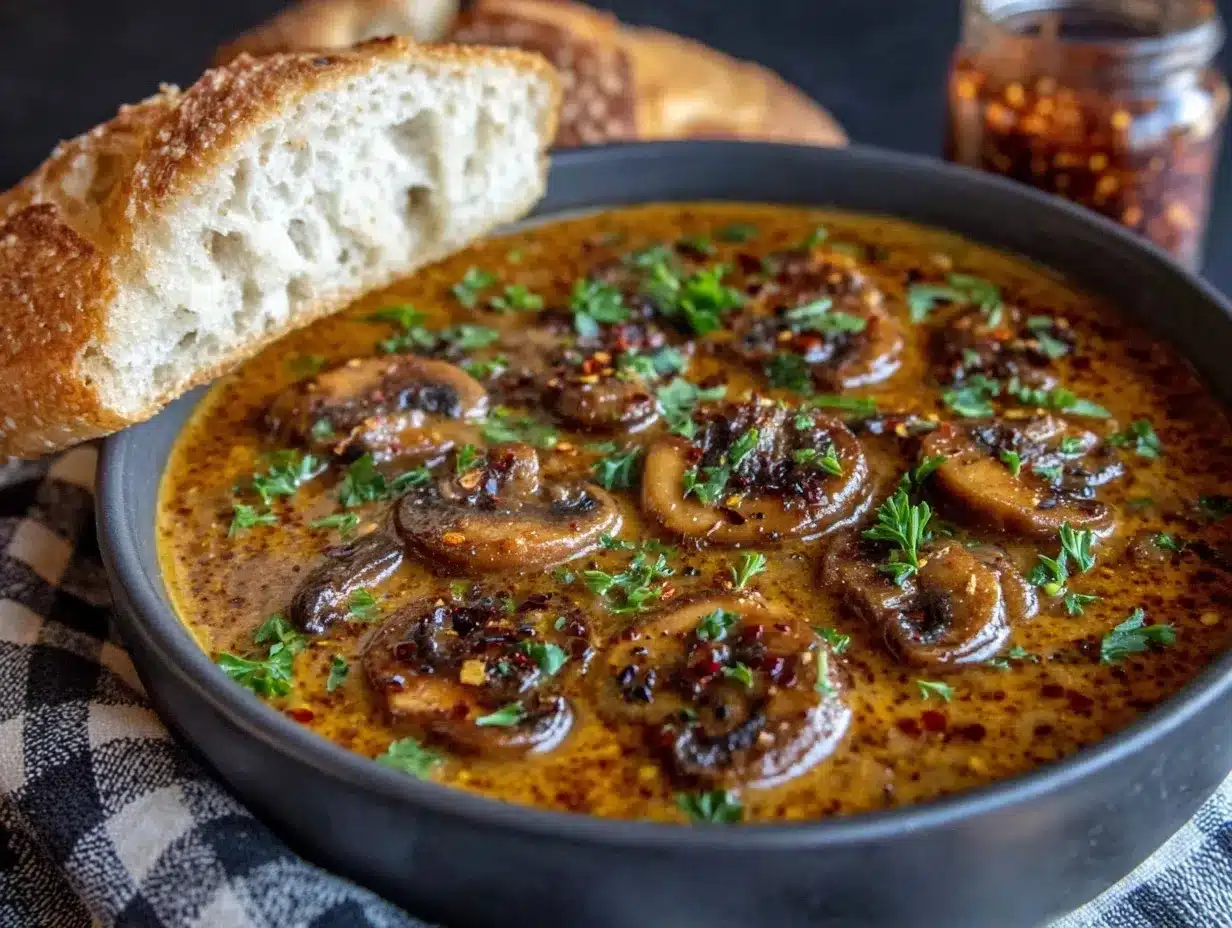 Hungarian mushroom soup preparation steps