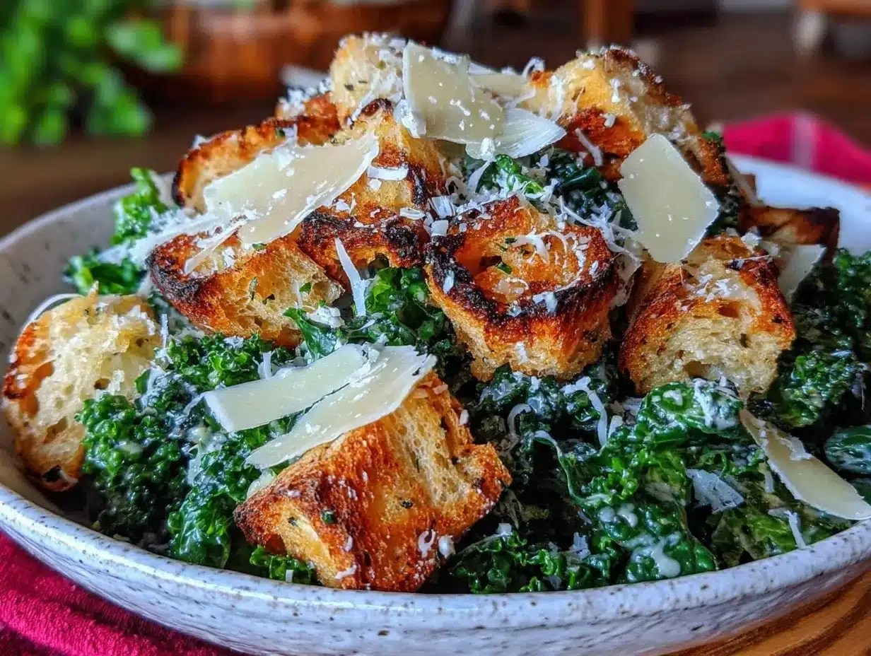 kale Caesar salad recipe preparation steps
