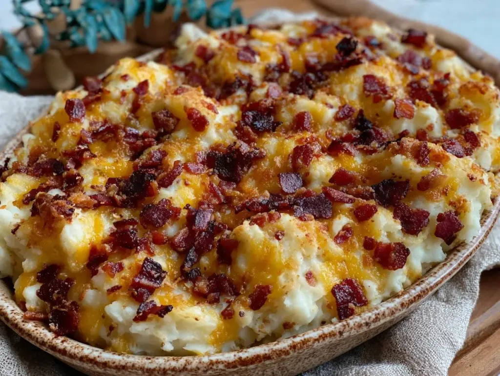 loaded mashed potato casserole - featured image