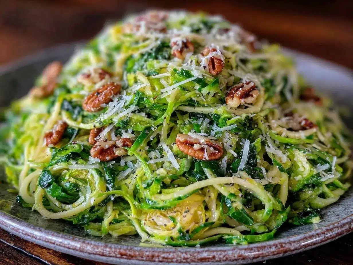shaved Brussels sprouts salad preparation steps