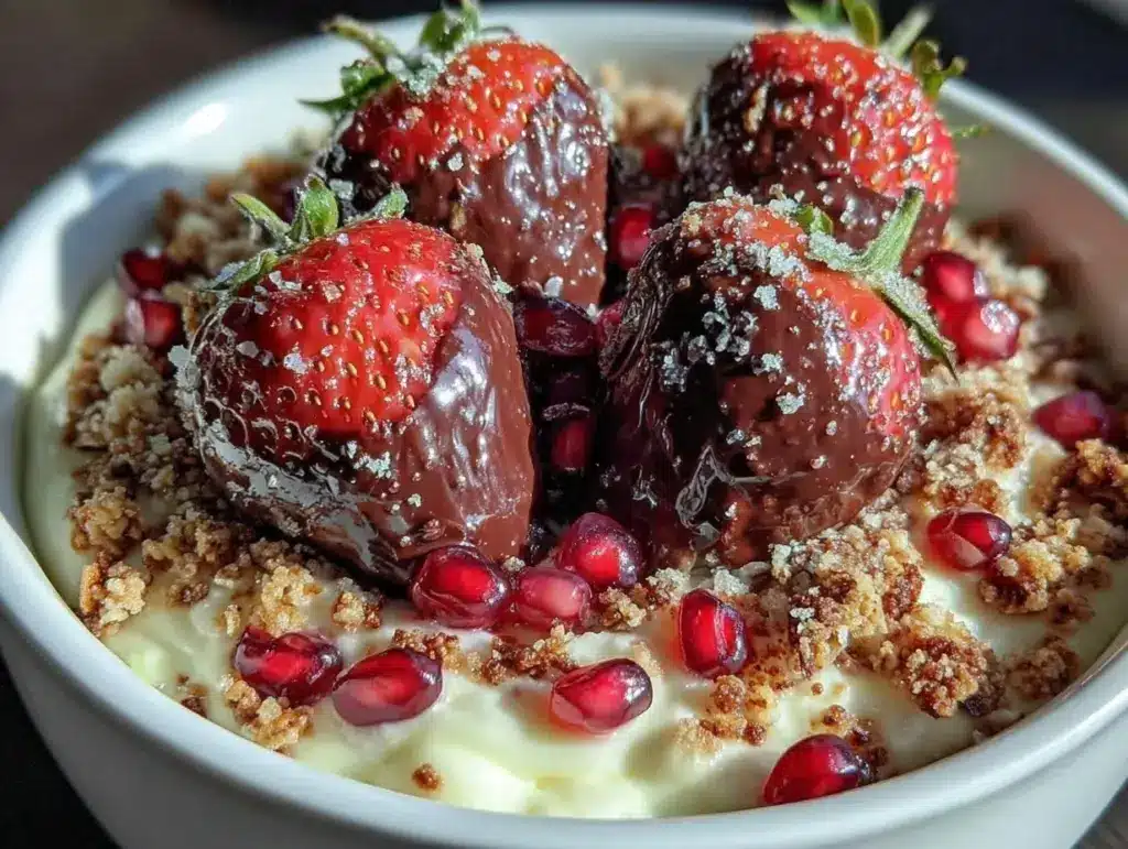 chocolate covered strawberry greek yogurt bowl - featured image