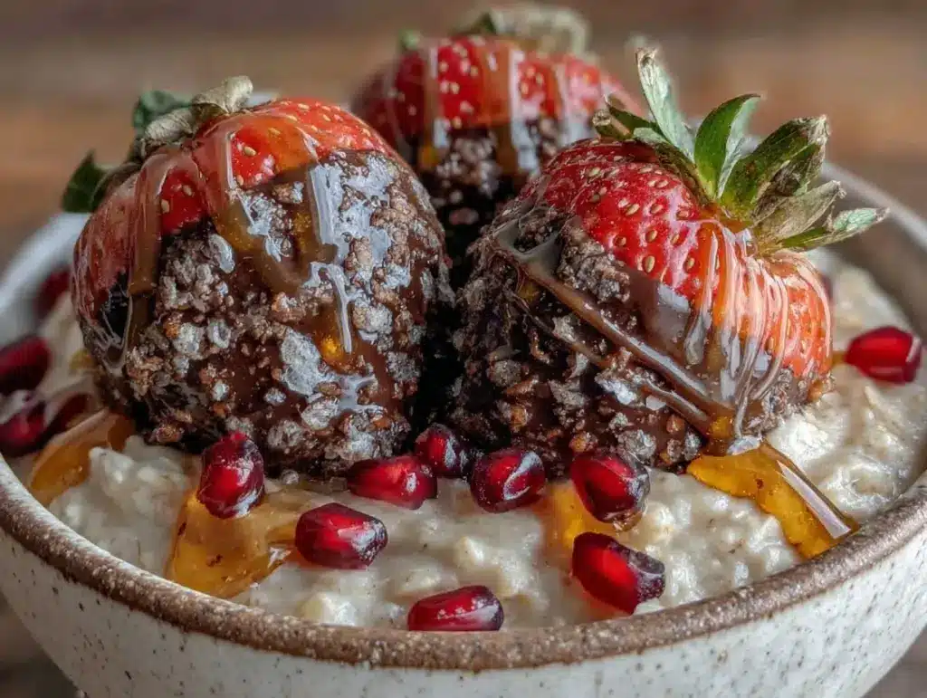 chocolate covered strawberry oatmeal bowl - featured image