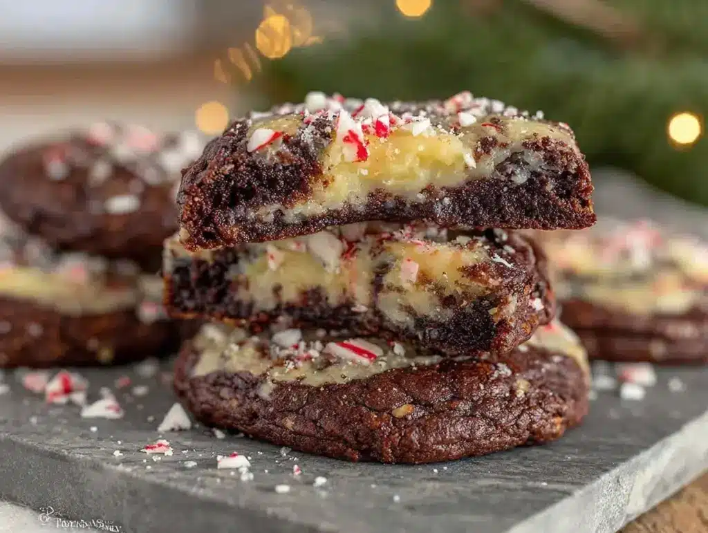 chocolate peppermint bark cookies - featured image