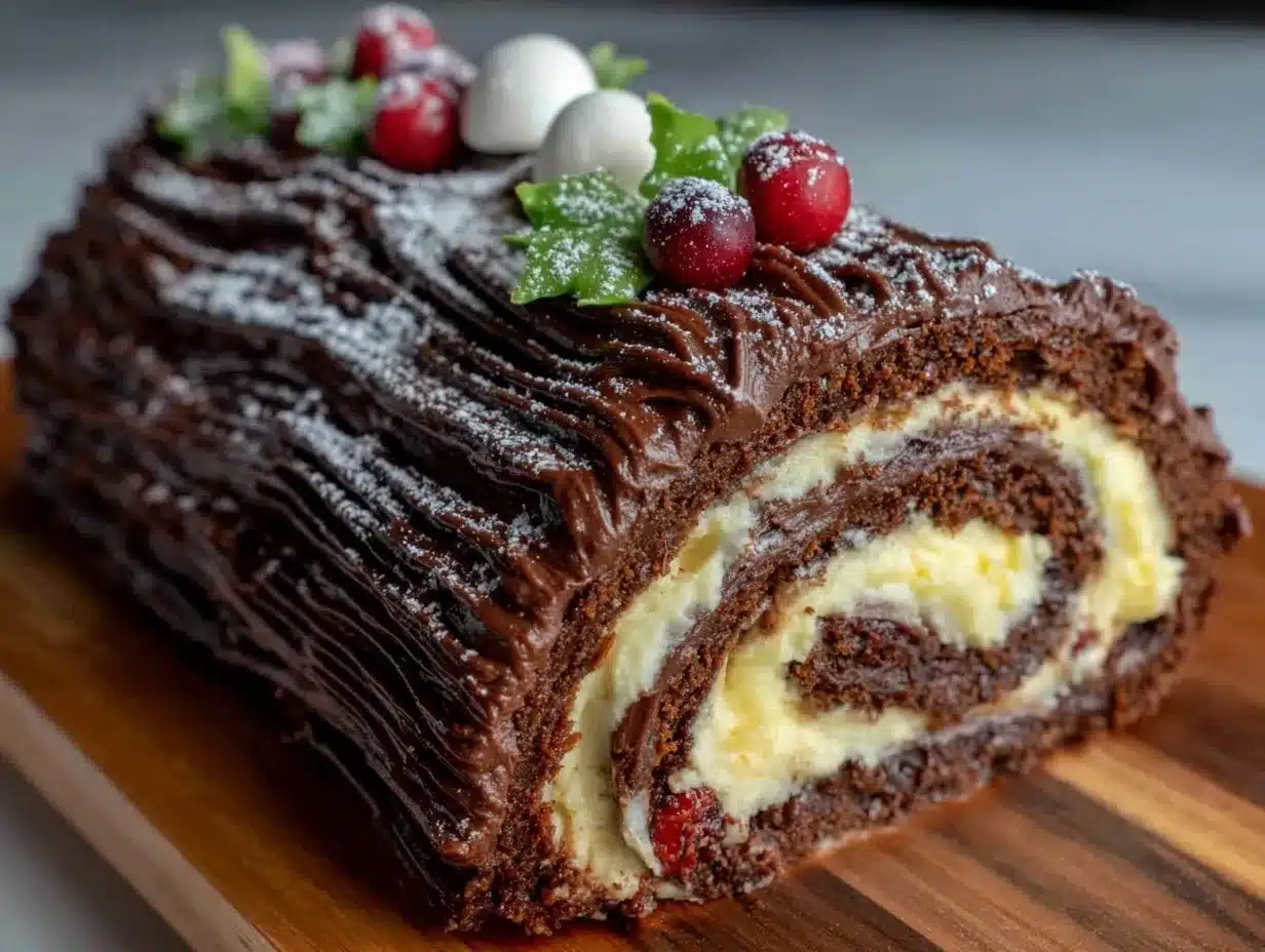 chocolate yule log recipe preparation steps