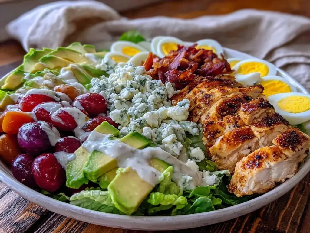 cobb salad with creamy blue cheese dressing - featured image