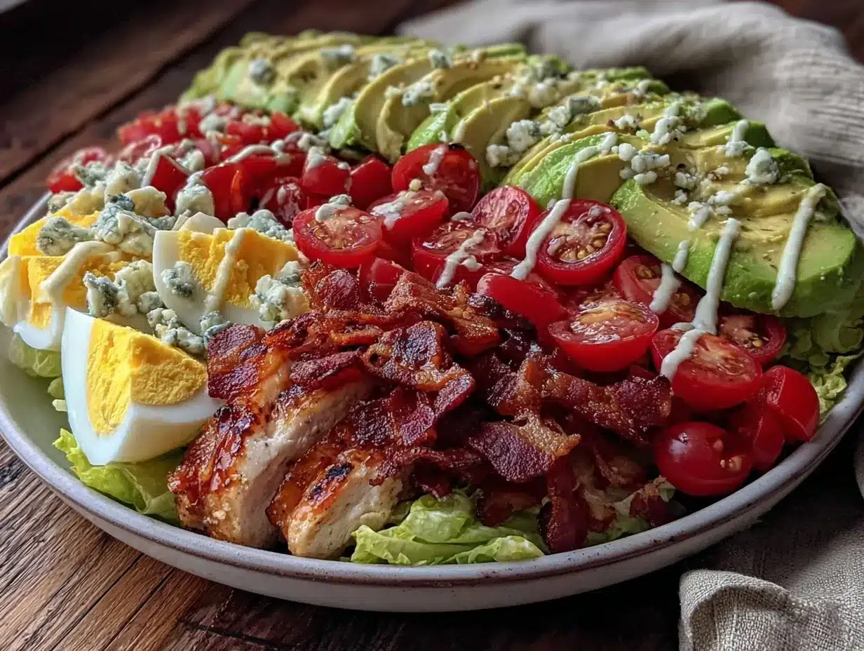 cobb salad with creamy blue cheese dressing preparation steps