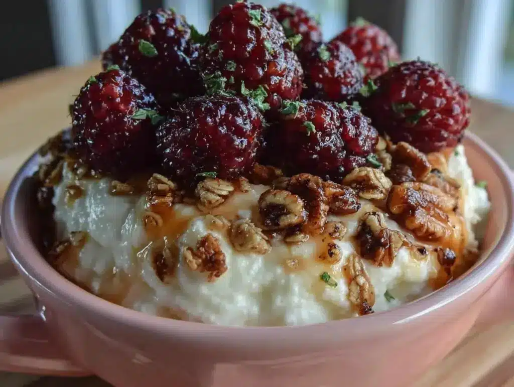 cottage cheese bowl with raspberries granola - featured image