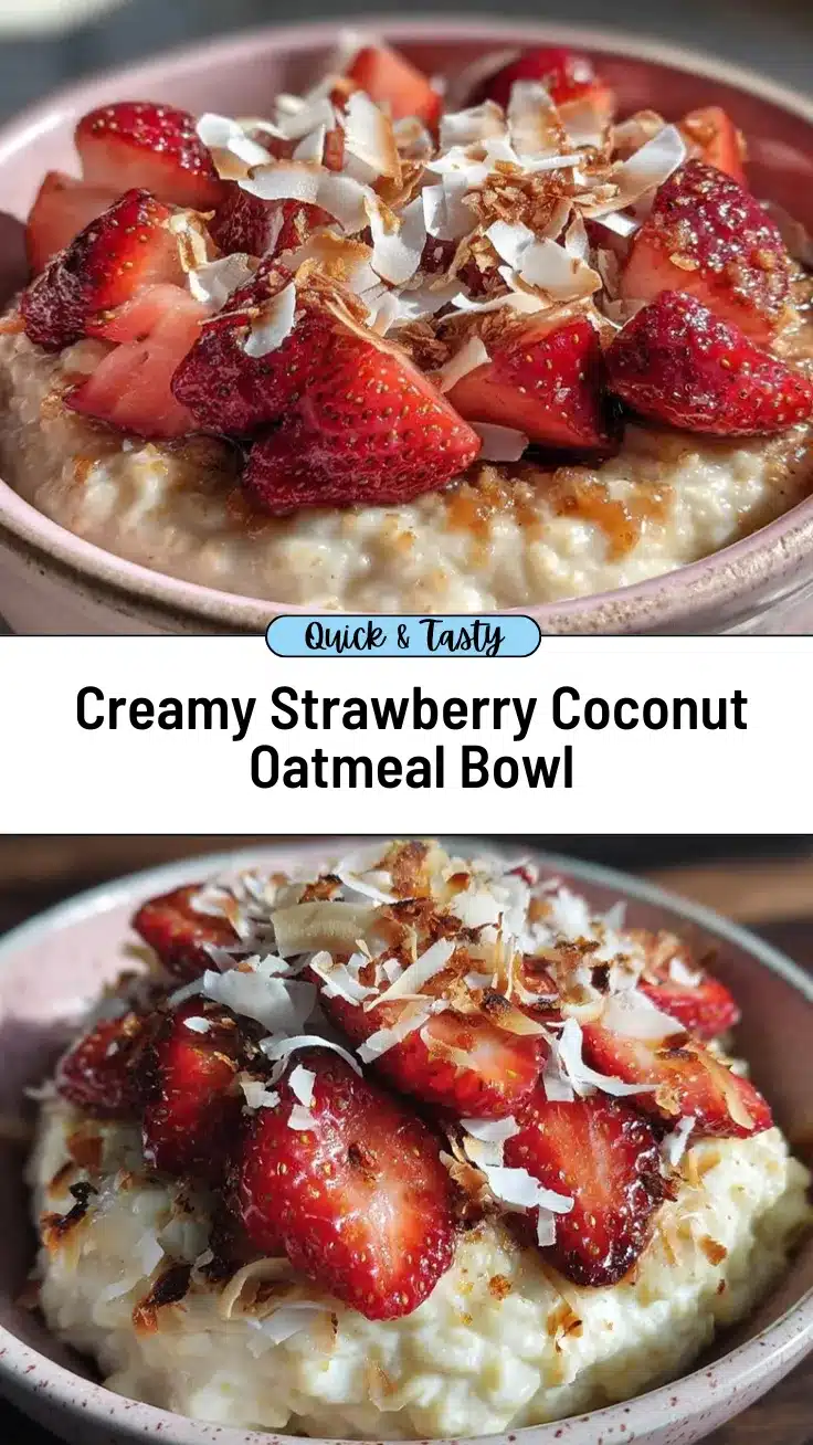 creamy strawberry coconut oatmeal bowl recipe