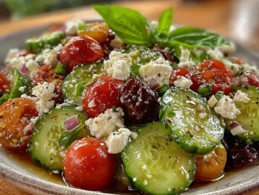 cucumber tomato feta salad - featured image
