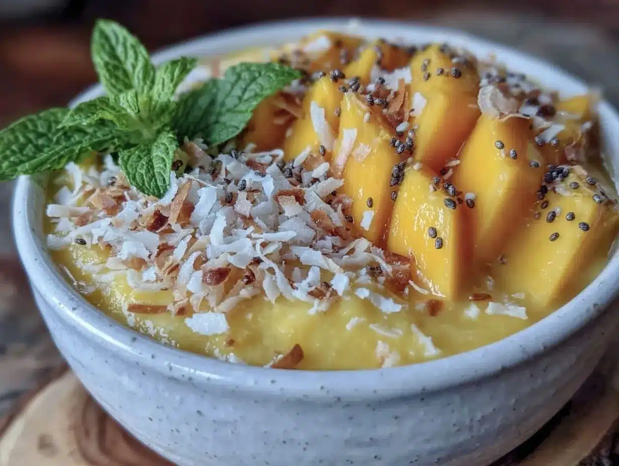 frozen mango smoothie bowl preparation steps