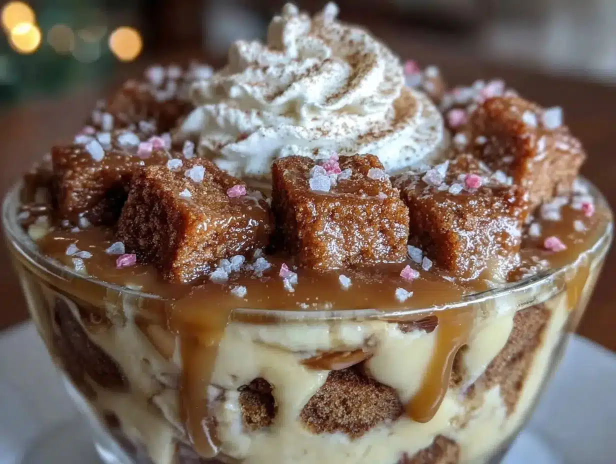 gingerbread trifle with caramel preparation steps