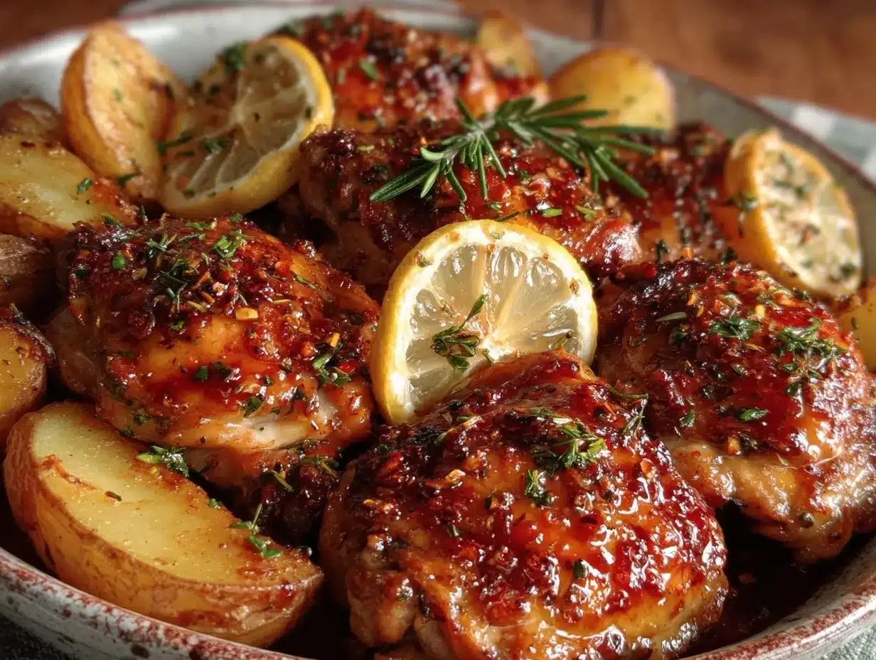 Greek lemon chicken and potatoes preparation steps