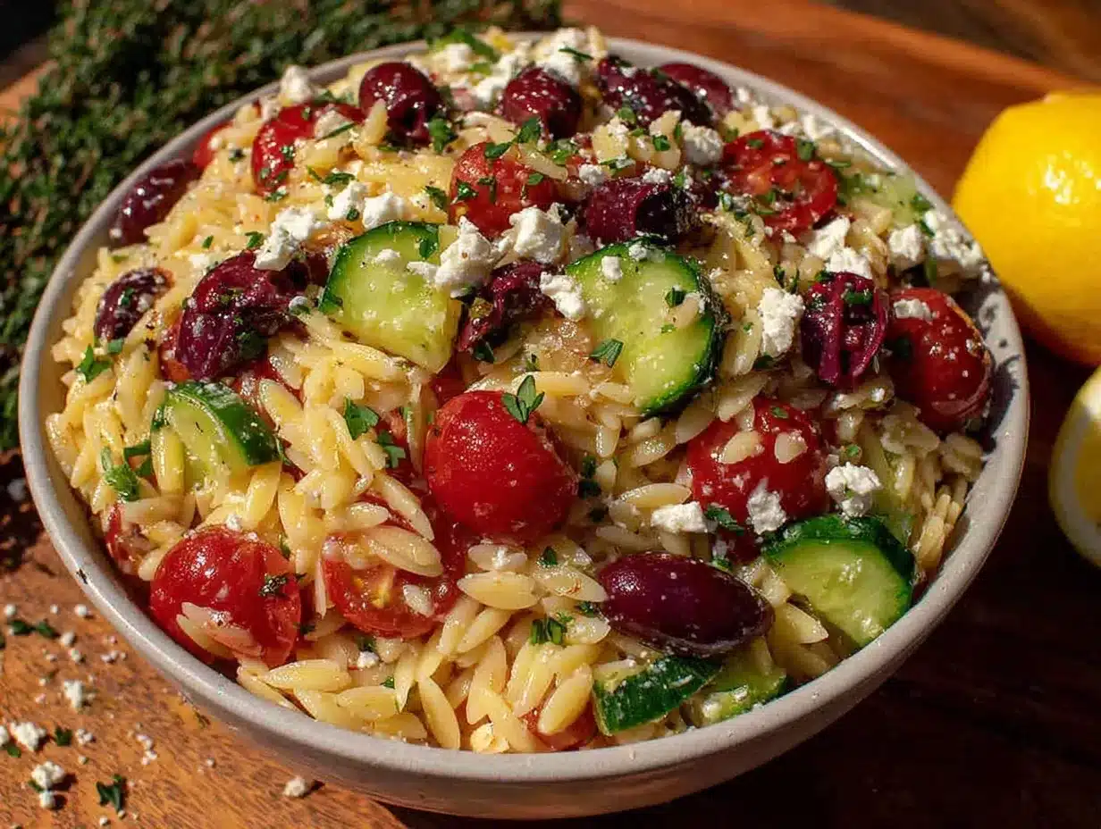Greek orzo pasta salad preparation steps