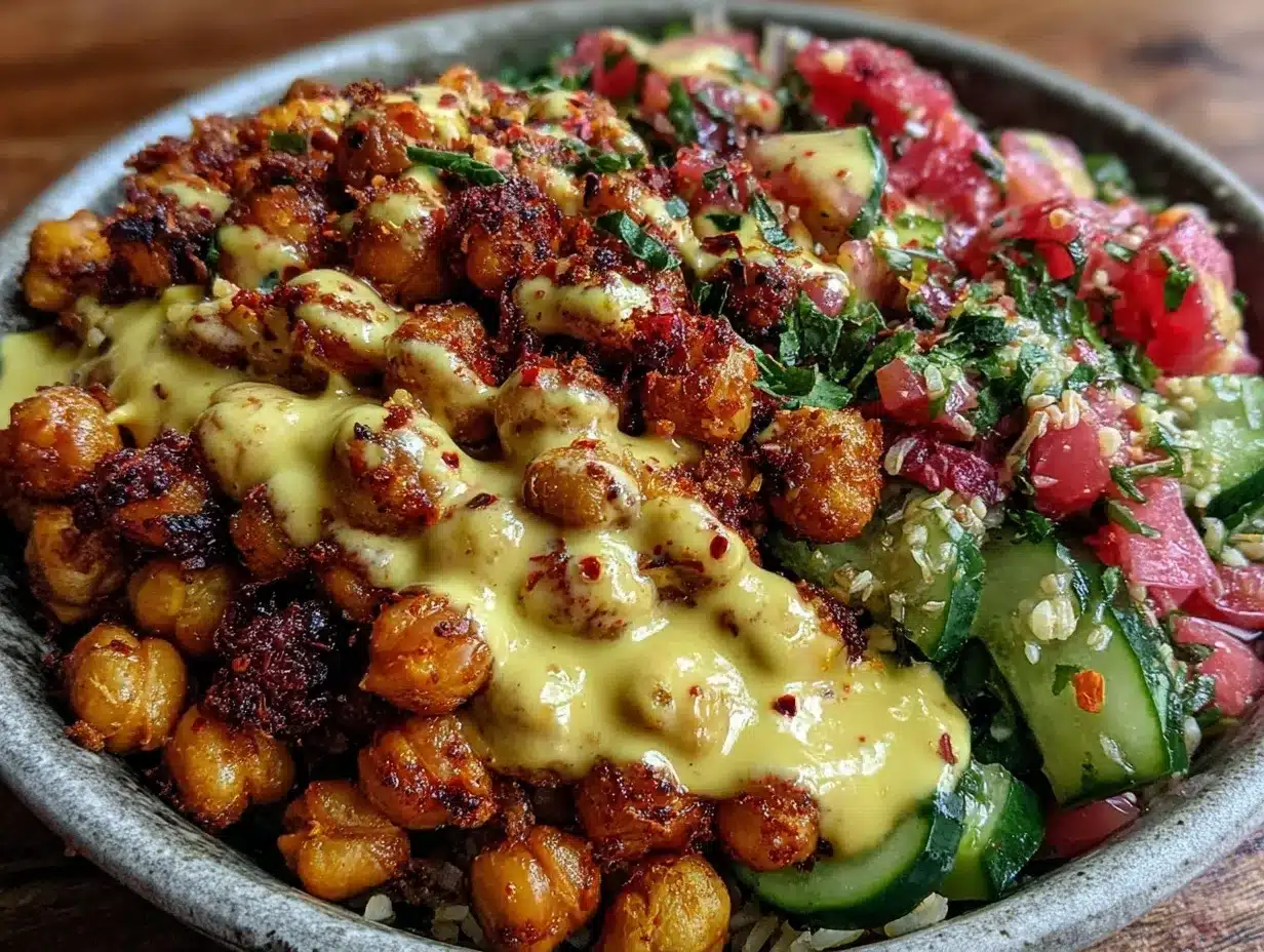 harissa chickpeas dinner bowl preparation steps