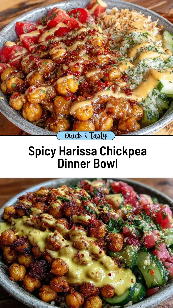 harissa chickpeas dinner bowl recipe