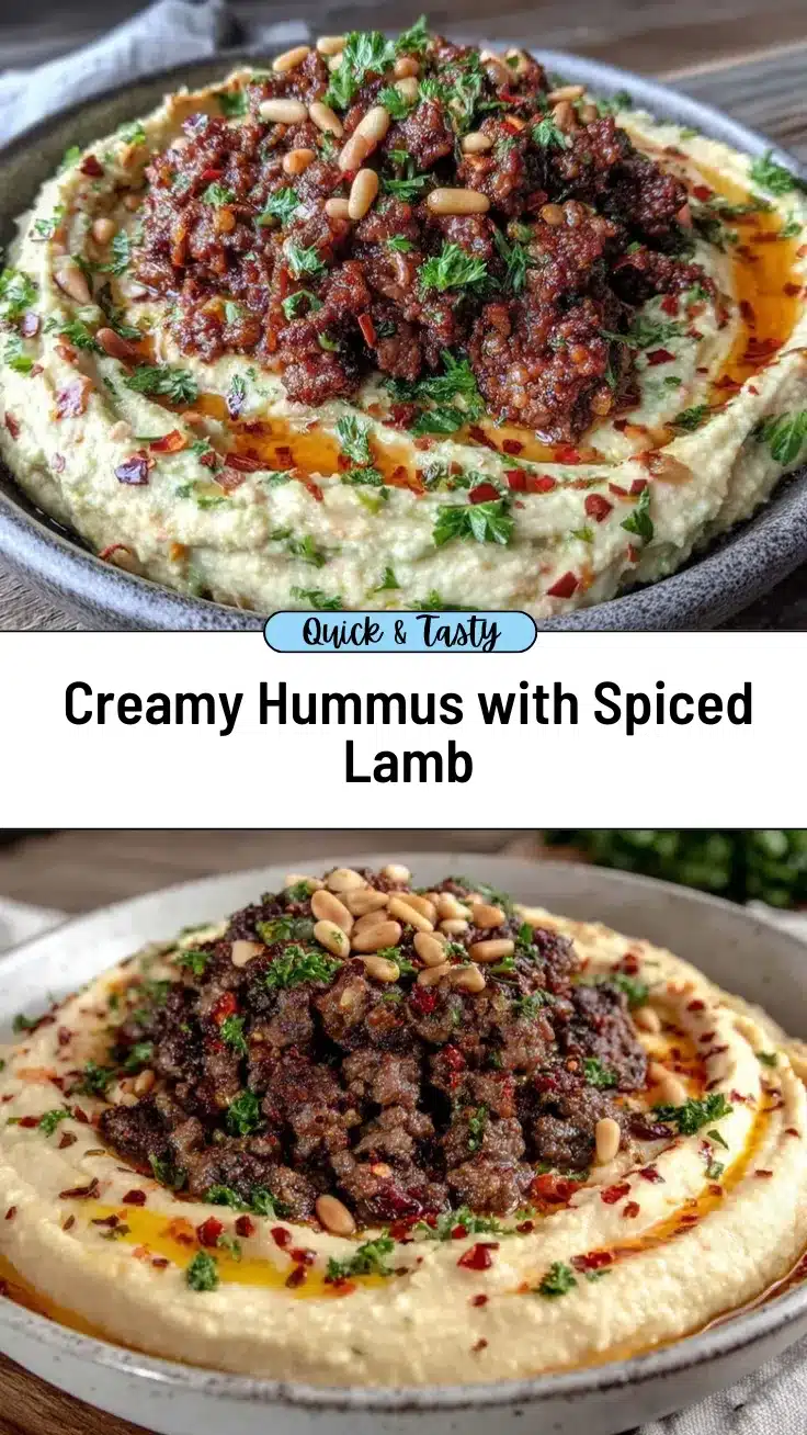hummus with spiced lamb and pine nuts recipe