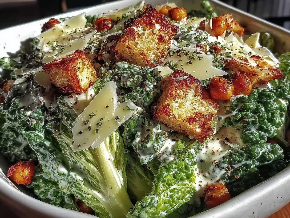 kale caesar salad preparation steps