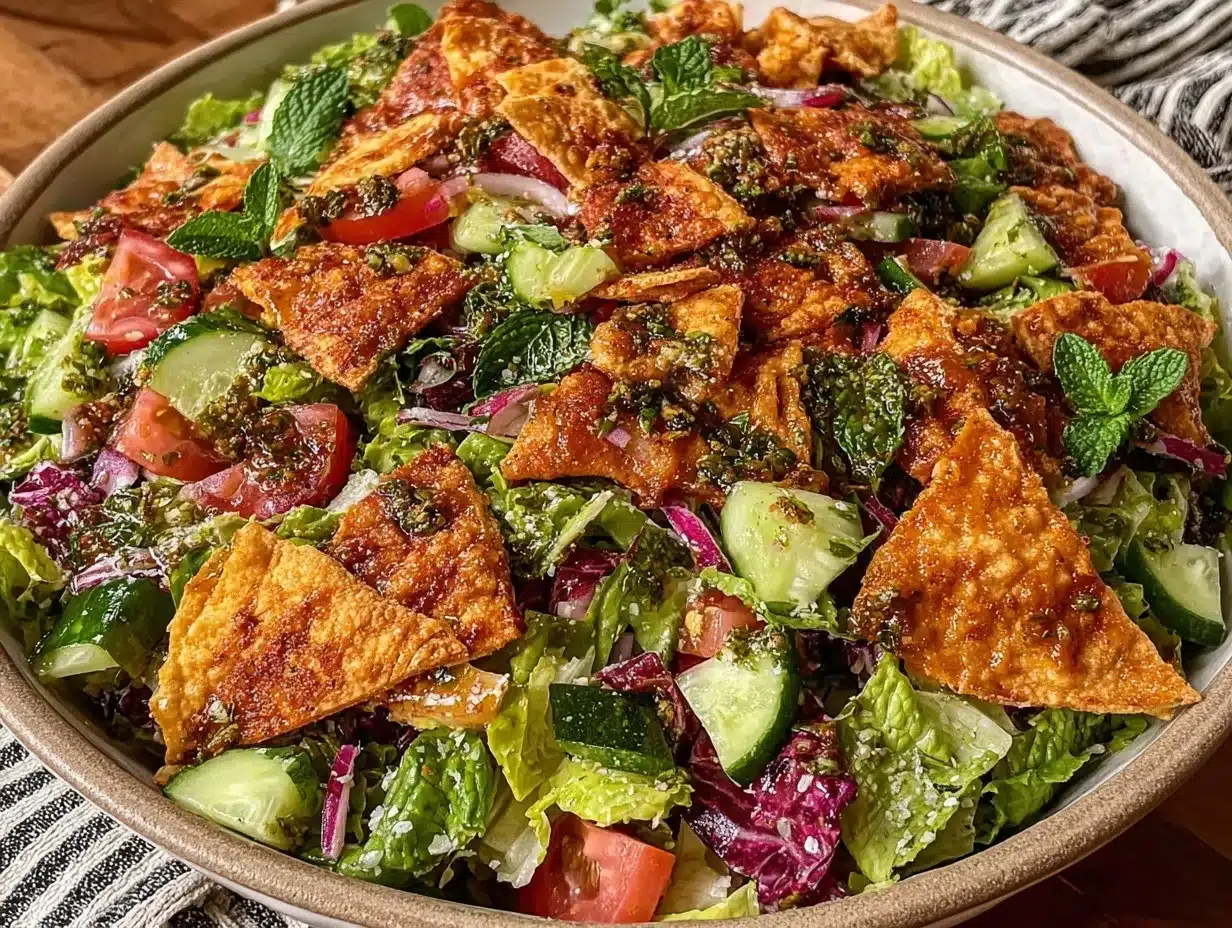 Lebanese fattoush salad preparation steps