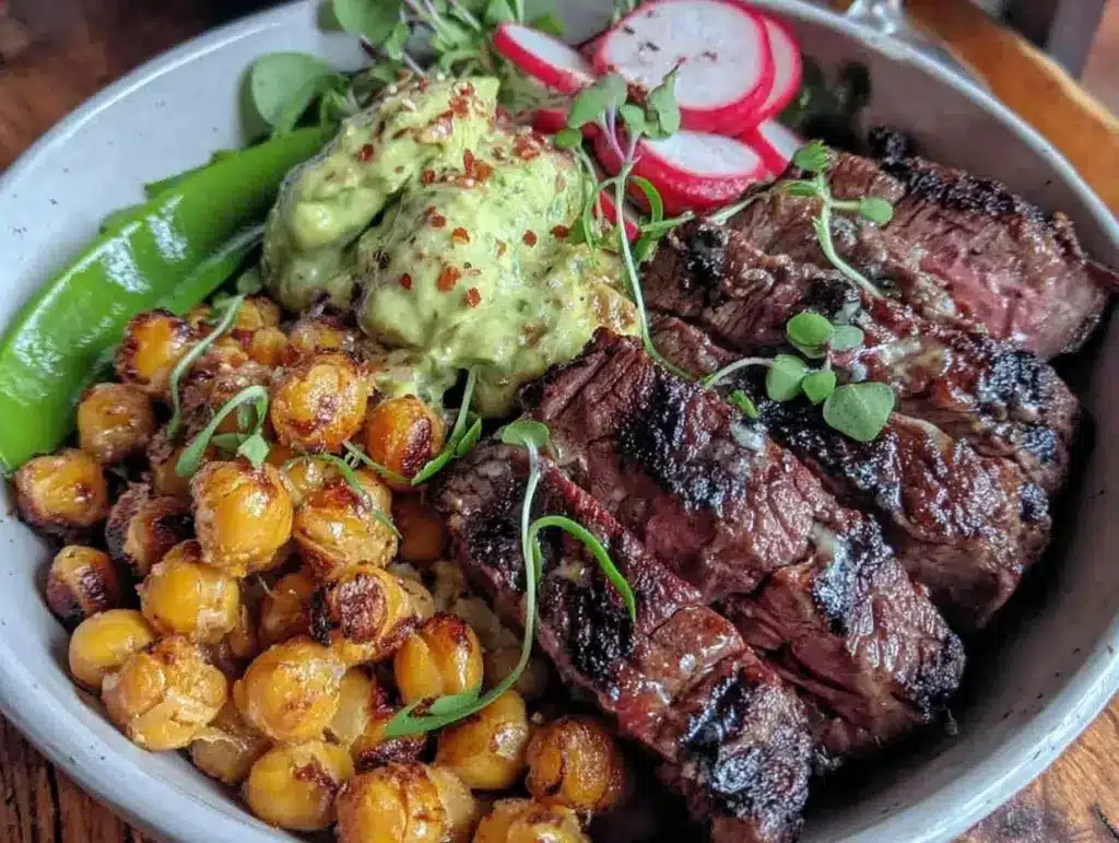 new years snacks dinner bowl with steak strips - featured image