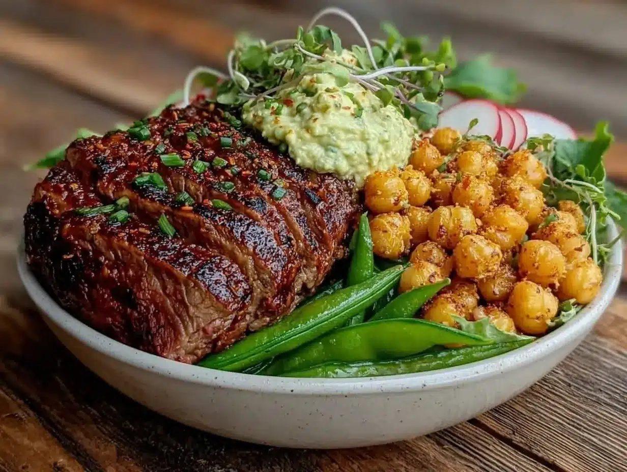 new years snacks dinner bowl with steak strips preparation steps