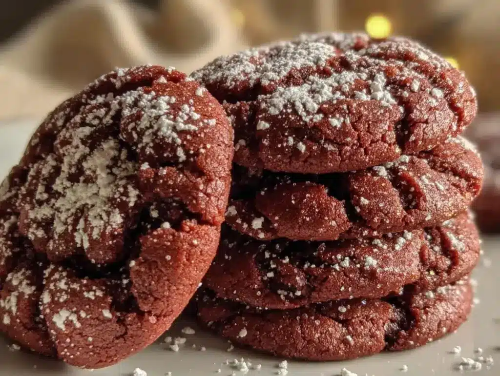 red velvet crinkle cookies - featured image