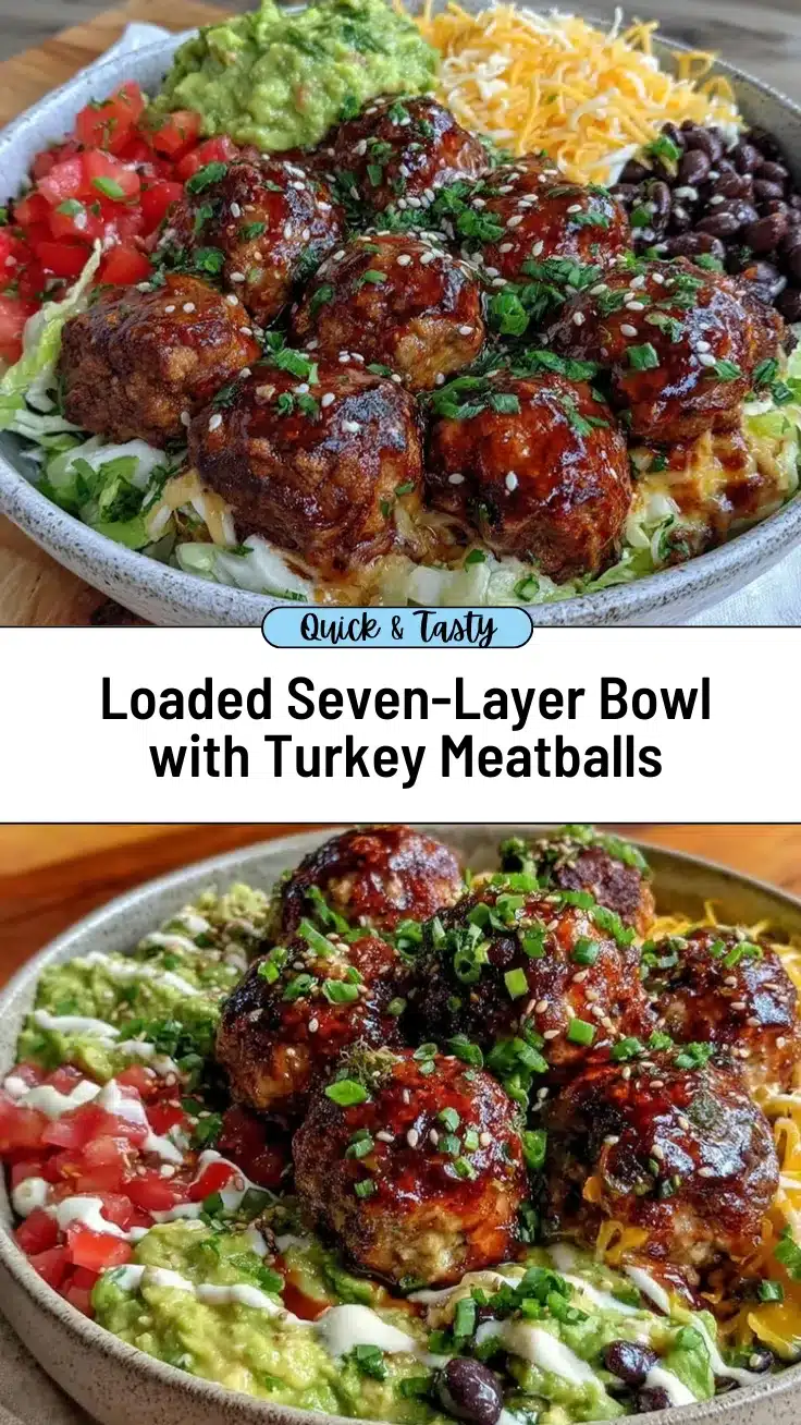 seven-layer party bowl with turkey meatballs recipe