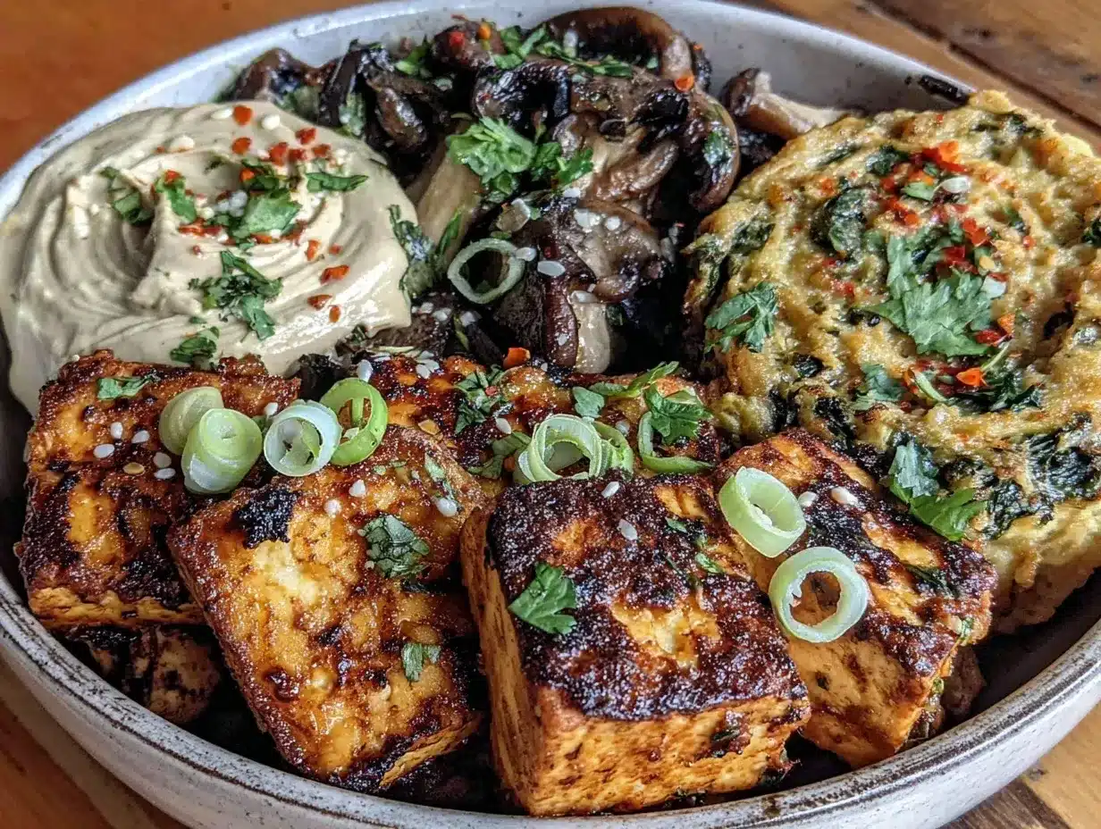 spicy ginger garlic tofu bowl preparation steps