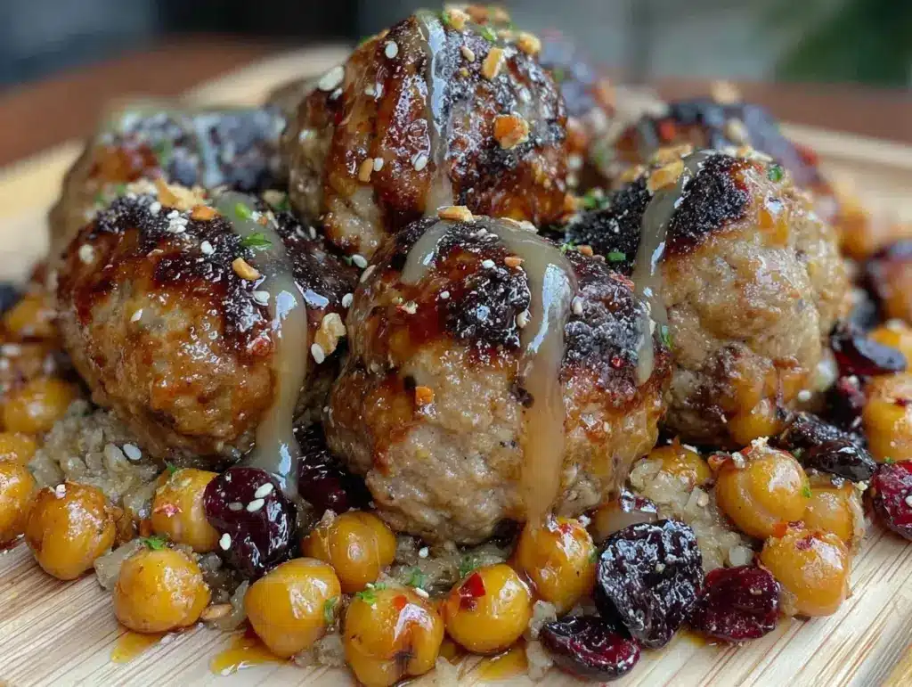 spicy turkey meatball dinner bowl - featured image