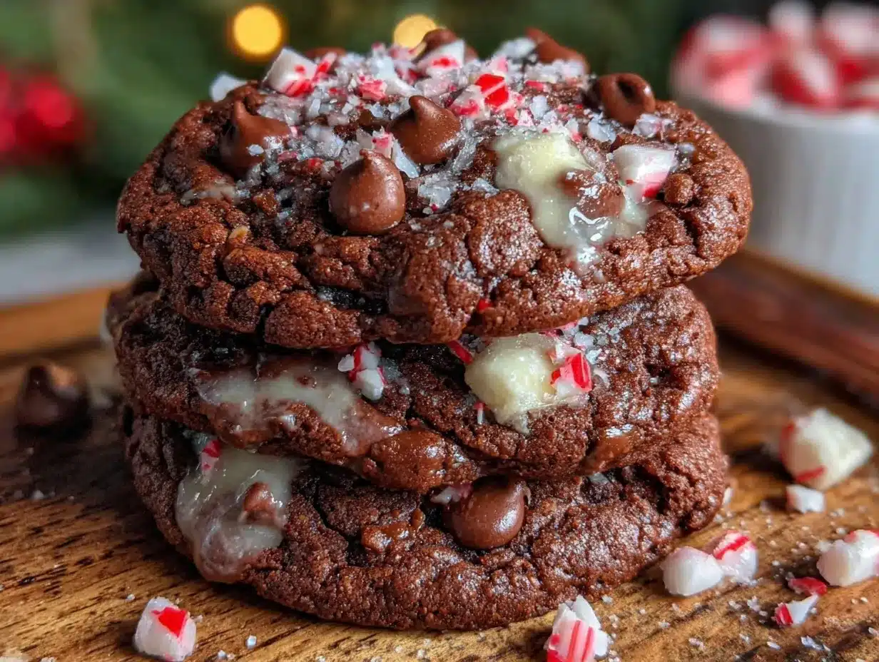 triple chocolate peppermint cookies preparation steps