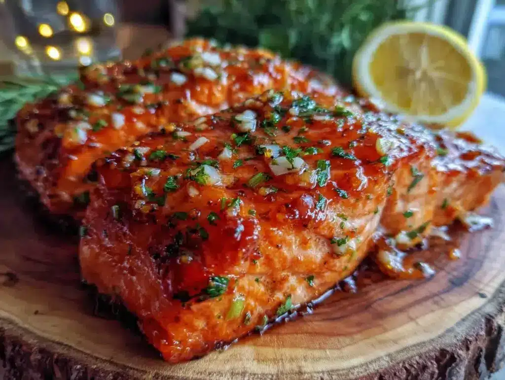 air fryer honey garlic salmon - featured image