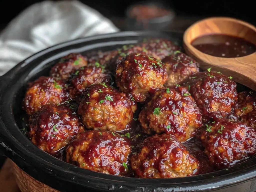 BBQ meatballs crockpot recipe - featured image