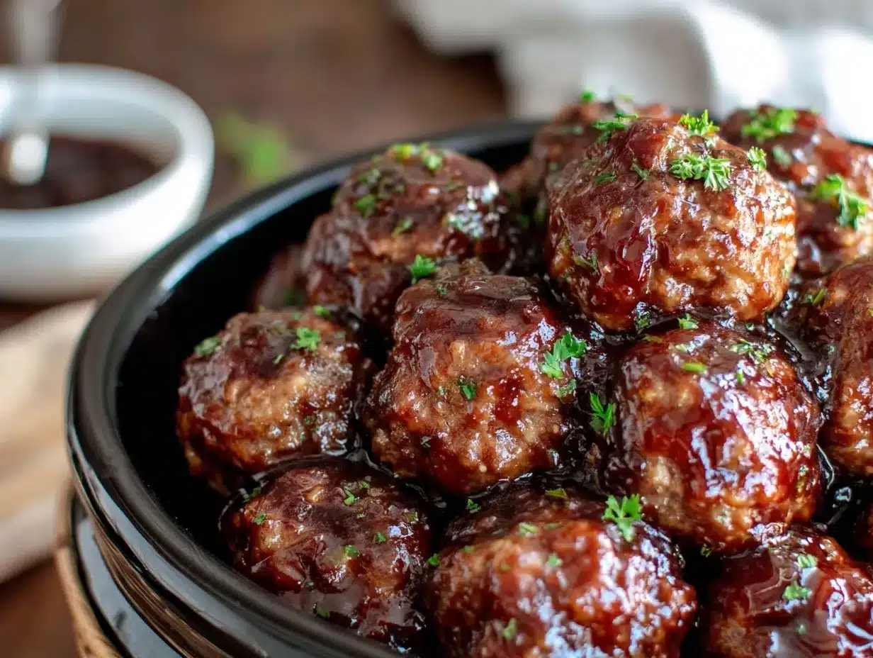BBQ meatballs crockpot recipe preparation steps