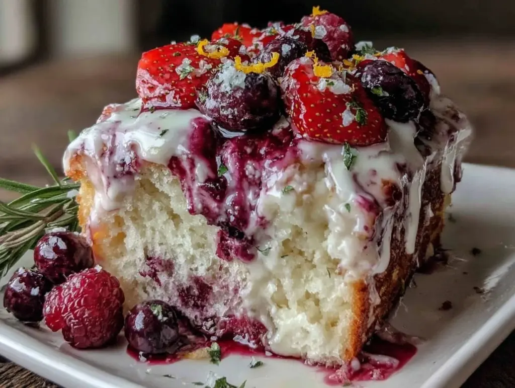 berry lemonade poke cake - featured image
