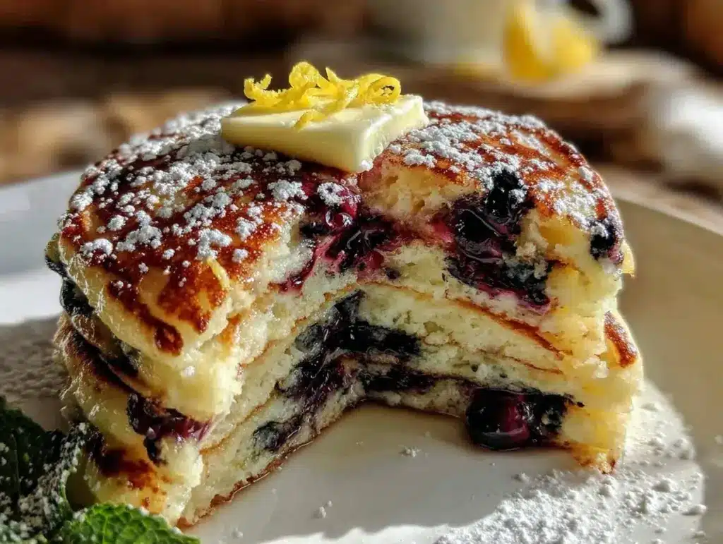 blueberry lemon ricotta pancakes - featured image