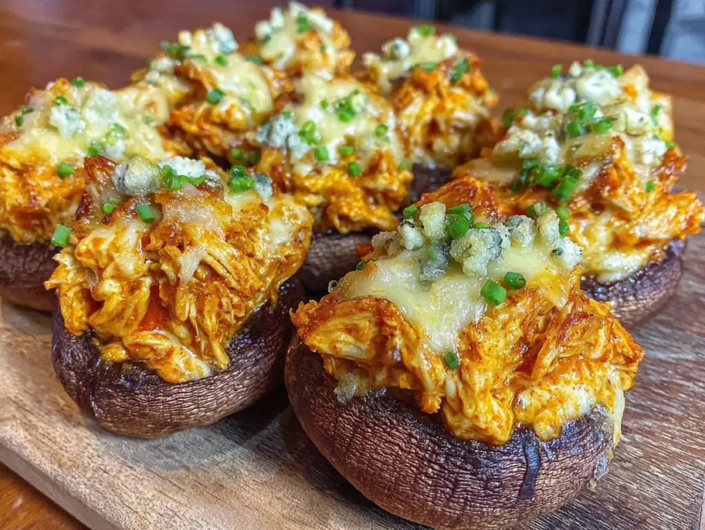 buffalo chicken stuffed mushrooms - featured image